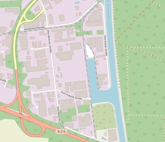 Der Lüneburger Hafen am Elbe-Seitenkanal © Open Street Map