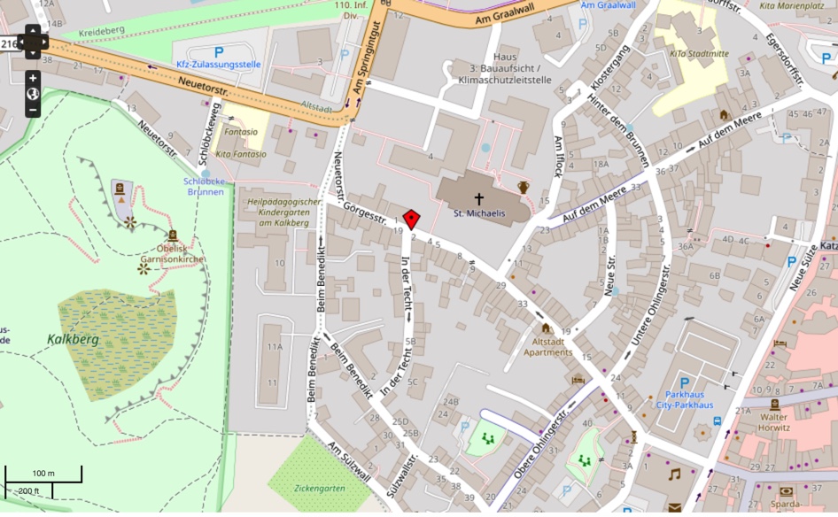 Die Lage der St. Michaelis Kirche in Lüneburg © Open Street Map